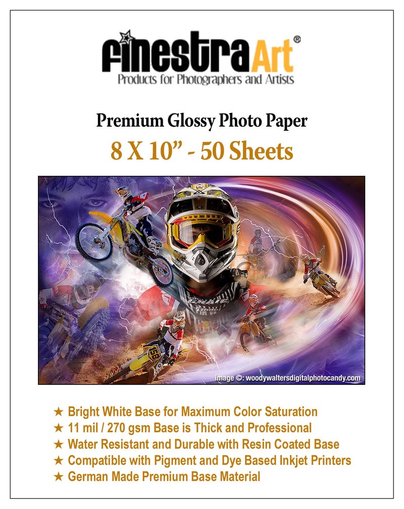 8" X 10" Premium Glossy Inkjet Photo Paper - 50 Sheets